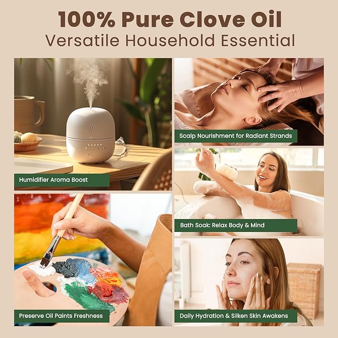 HIQILI Clove Essential Oil for Diffusers for Home, DIY, Large Capacity