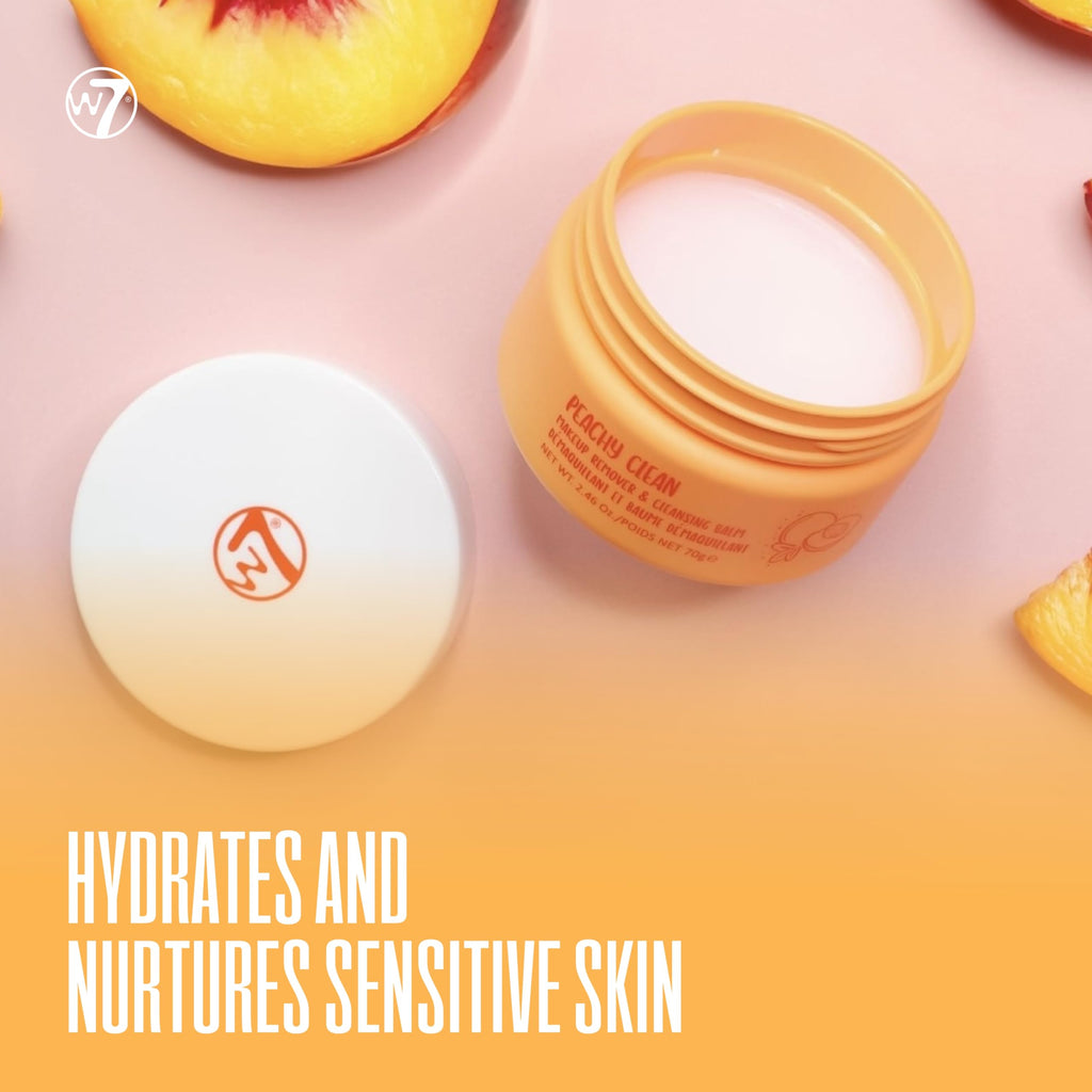 W7 Peachy Clean Face Cleansing Balm - Makeup Remover Melt With Fruit Juice - Clean Oil Free Skin