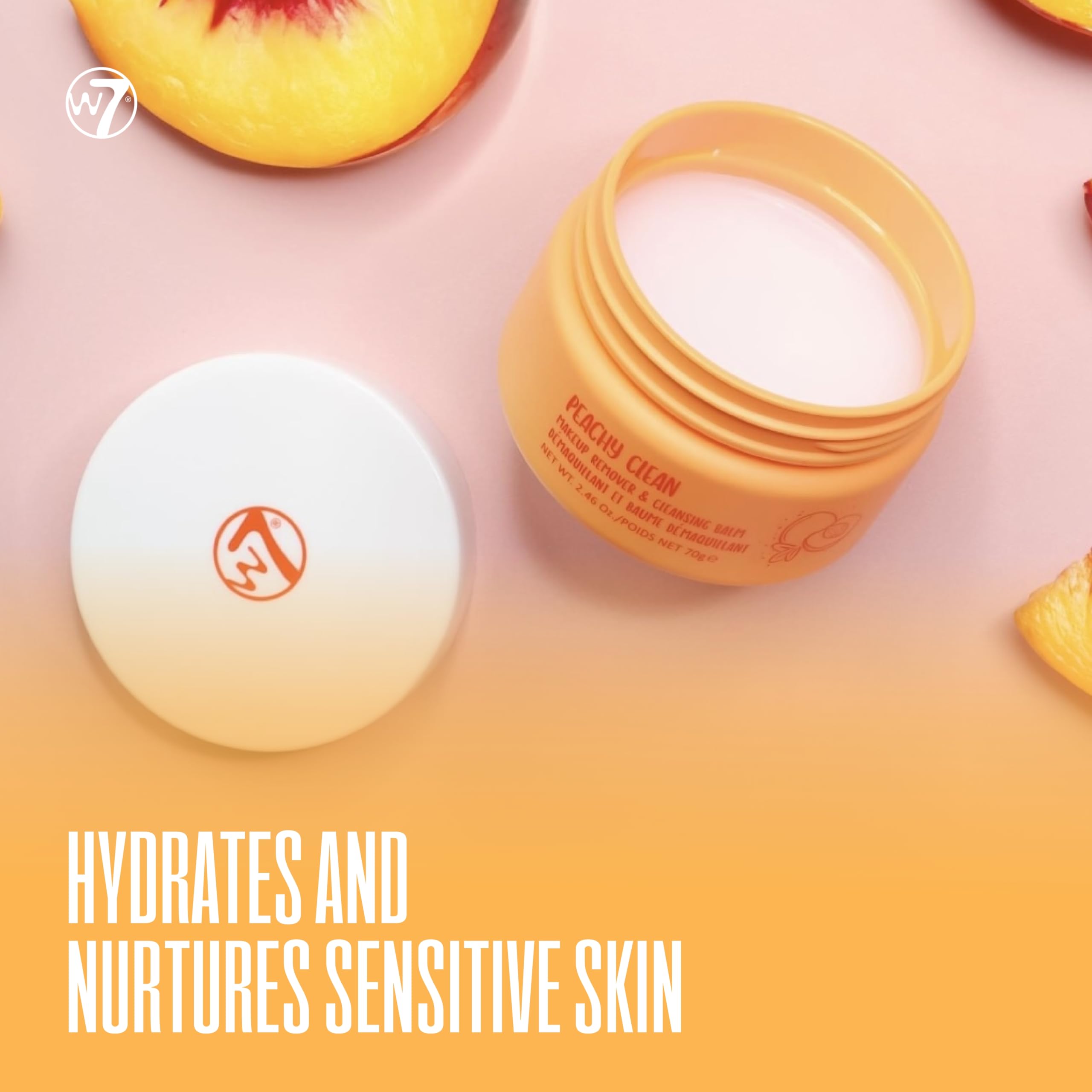 W7 Peachy Clean Face Cleansing Balm - Makeup Remover Melt With Fruit Juice - Clean Oil Free Skin