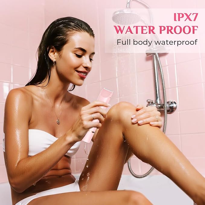 New 2-in-1 Electric Bikini Trimmer for Women - Dual Head Electric Razor,Waterproof Painless Bikini Shaver, Pubic Hair Trimmer for Private Area & Body Hair,Gifts for Women,Pink