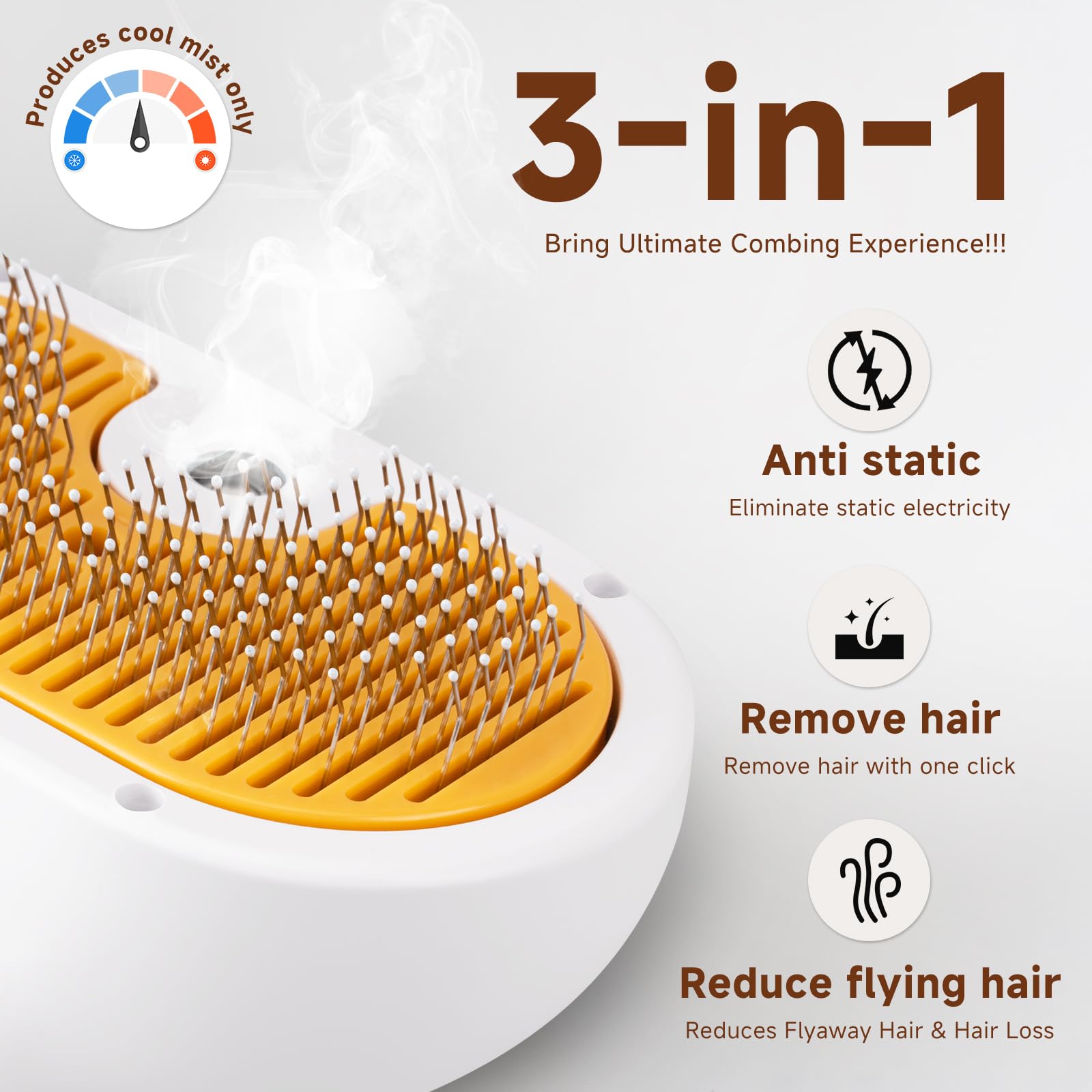Pet Steam Brush for Dog & Cat Includes Waterless 2*Shampoo