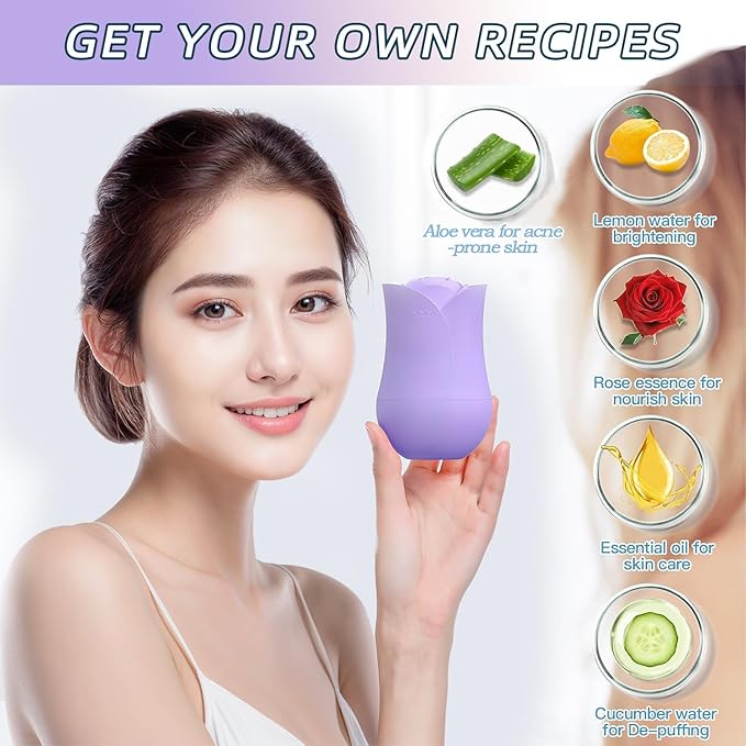 Xkmiess Ice Roller For Face，Cryo Cube Ice Roller For Facial And Eye,Skincare Tools,For Relieving Facial Edema, Shrinking Pores, And Lifting And Firming The Skin (Purple)