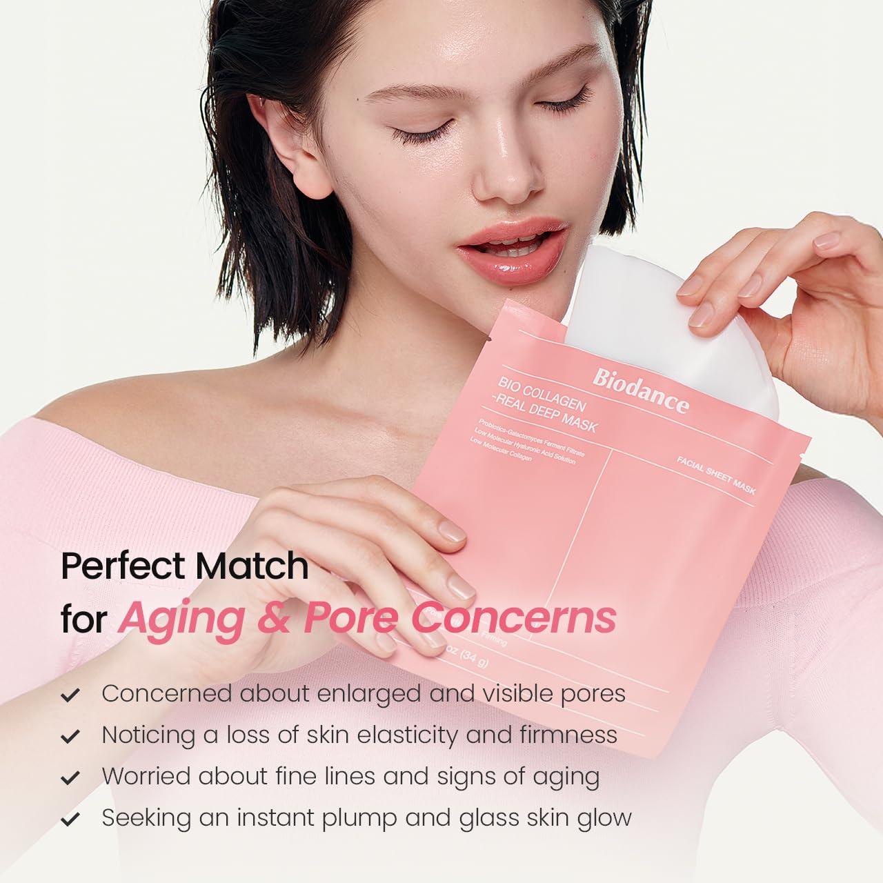 BIODANCE Bio-Collagen Real Deep Mask, Hydrating Overnight Hydrogel Face Mask, Pore Minimizing, Plumping, Elasticity Improvement, Korean Skin Care, Self Care Gifts for Women | 1.19oz(34g) x 16ea