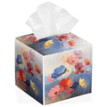 Floral Tissue Box Cover Leather Tissue Box Holder Square Facial Paper Organizer Dispenser for Bathroom Kitchen Bedroom Vanity Countertop Night Stands