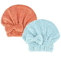 MAYOUTH Microfiber Hair Drying Towels Head wrap with Bow-Knot Shower Cap Hair Turban hairWrap Bath Cap for Short or Curly Long & Wet Hair Gift for Women 2pack