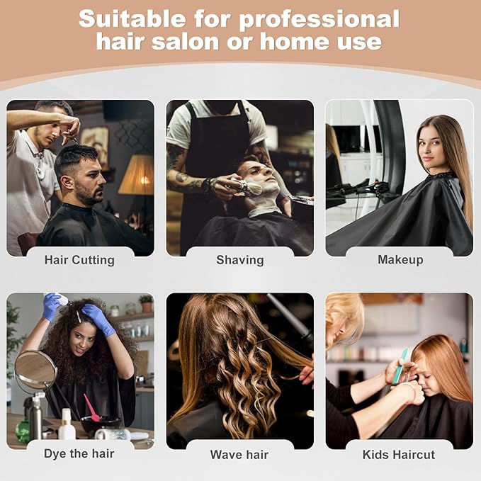 JSAZCKC Hair Cutting Cape with Adjustable Snap Closure, Professional Barber Cape, Haircut Salon Supplies for Men and Women - 57" x 51"(Black)