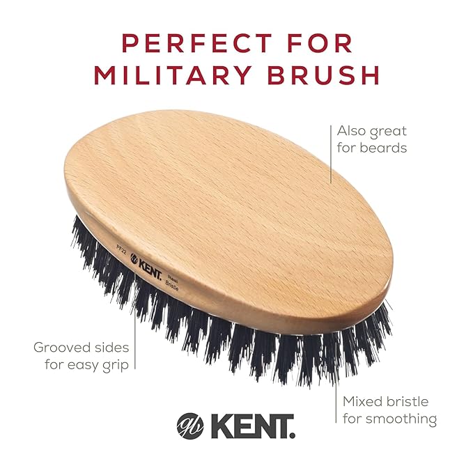 Kent Set of 3, 81T Small Beard and Mustache Comb, Fot All Fine Pocket Comb and PF22 Hair Brush and Beard Bruh, Best Beard and Mustache Grooming Kit for Travel and Home Beard Care, Made in England