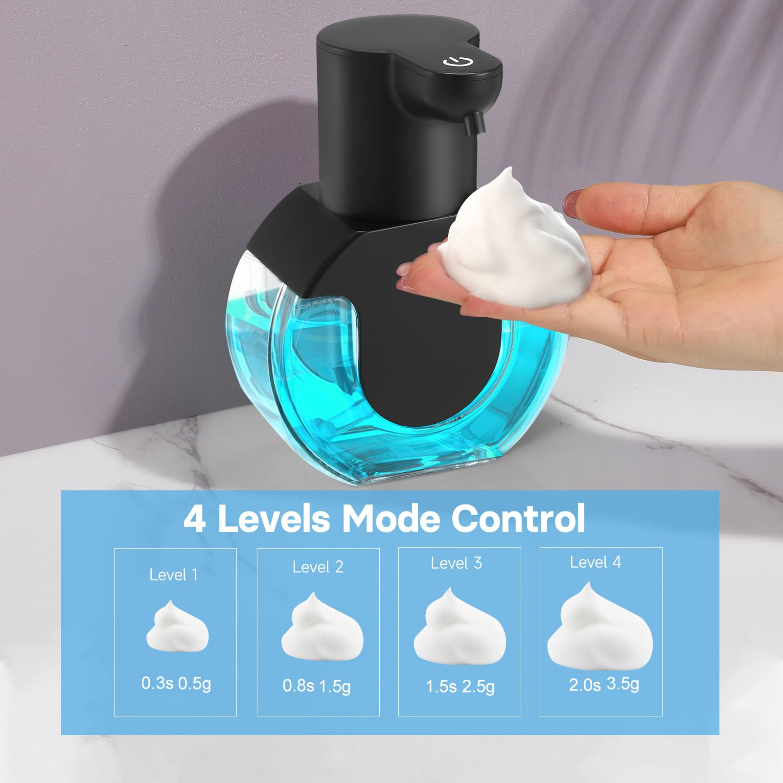 2 Pack Automatic Soap Dispenser,14.2oz/420ML Touchless Automatic Foaming Hand Soap Dispenser,Rechargeabled Wall Mounted Smart Pump for Bathroom Kitchen