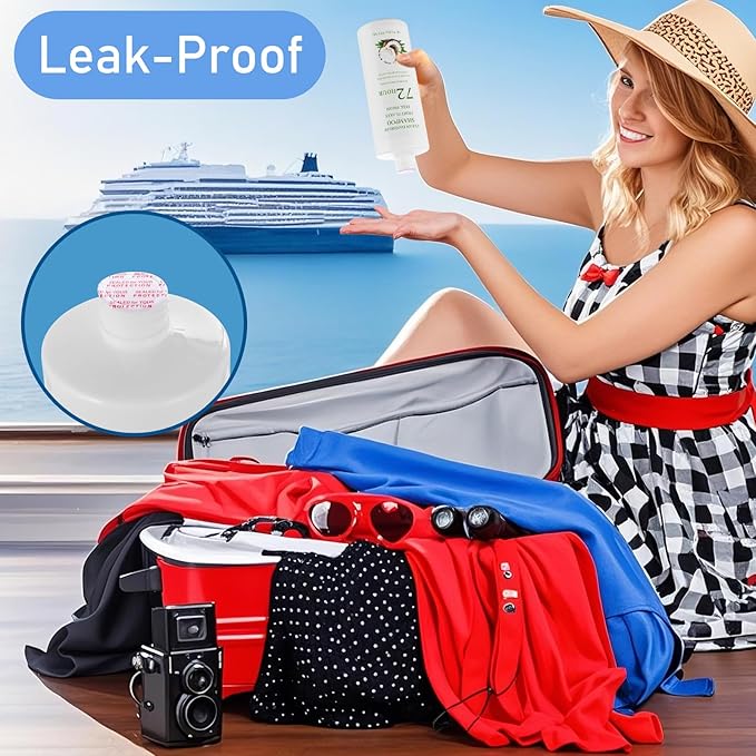 SpareCruise Hidden Liquor Shampoo Bottles for Cruise – 32oz in Total Leak-Proof Refillable Alcohol Flasks with Funnel & Pour Spout | Discreet, for Beach & Vacation
