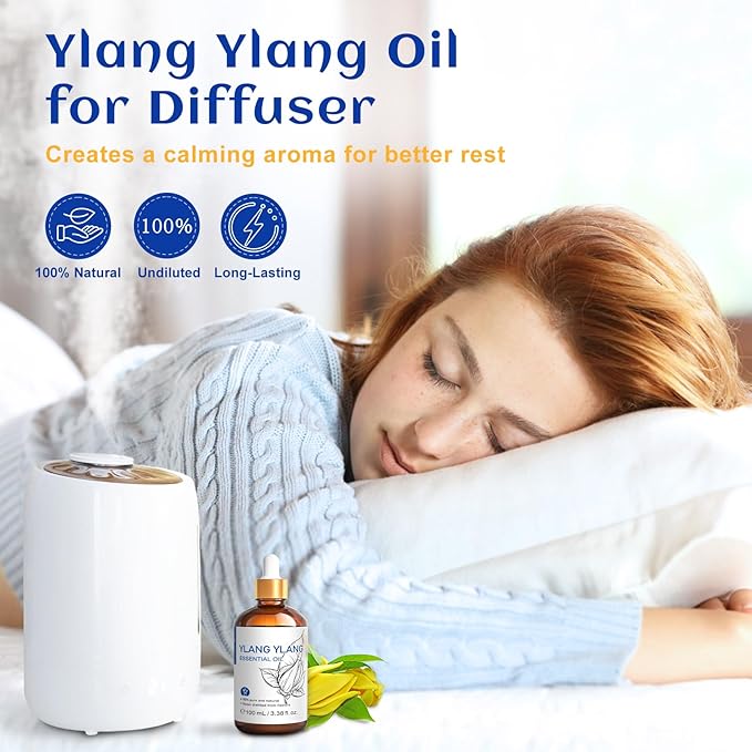 HIQILI Ylang-Ylang Essential Oil for Diffuser, Perfumes, Aromatherapy