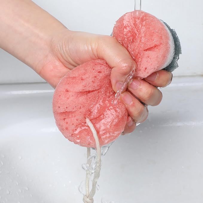 DOPENSPI 2 Pcs Soft Large Bath Sponges, 3 Layer Exfoliating Body Loofah
