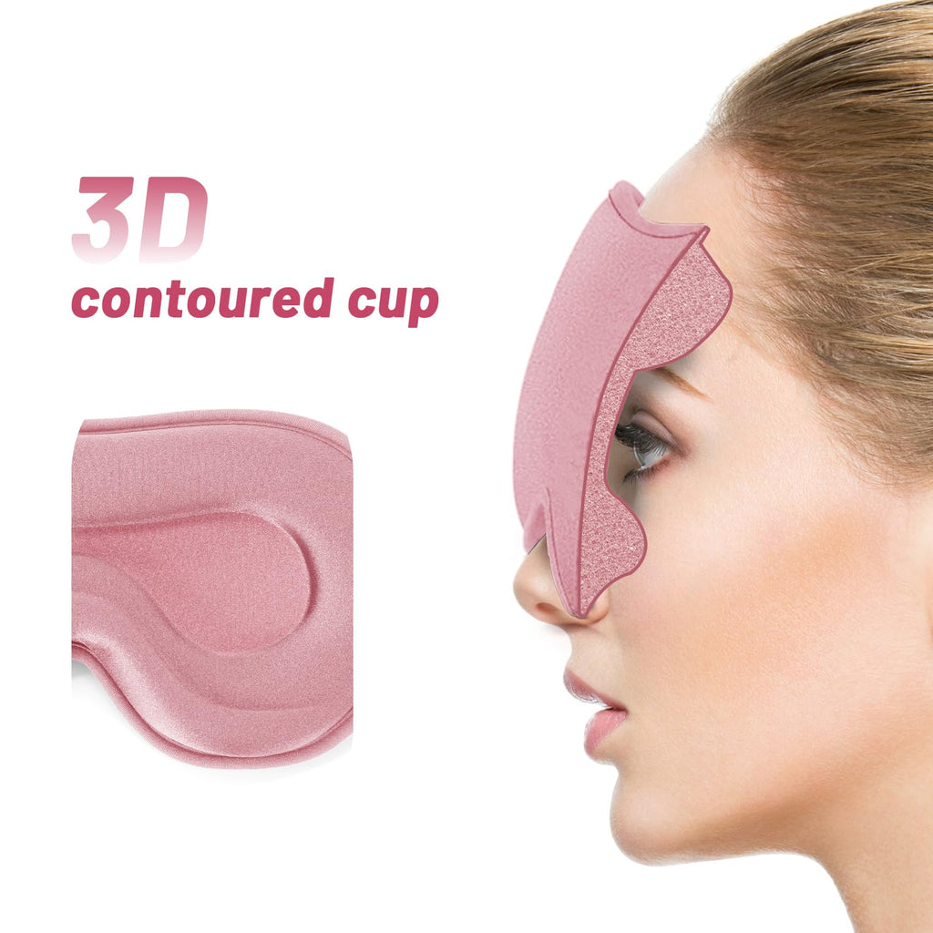 Sleep Eye Mask for Men Women, Lash Extensions 3D Sleeping Mask, Travel Blackout Night Blindfold Eye Shade Cover with Adjustable Strap (Pink)