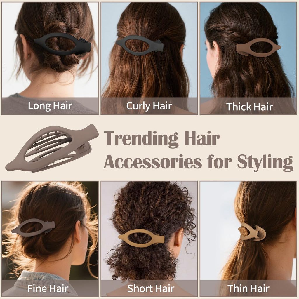 8 Pack French Flat Hair Clips, Non-Slip Large Hair Clips for Women, Matte Neutral Flat Hair Claws for Thick Thin Hair