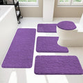 YIHOUSE Bathroom Rugs Mat Set, Memory Foam Bath Mat 5 Piece Purple