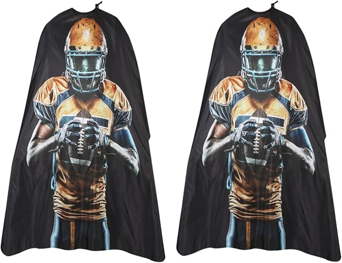 YELEGI Professional Hair Cutting Cape(2Pcs), Salon Barber Cape with Adjustable Snap Closure, Waterproof Hair Dye Color Cape Hair dressing stylist apron (Football Player)