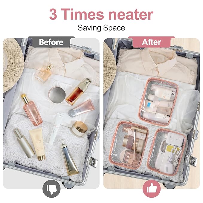 PACKISM TSA Approved Toiletry Bag - 3 Pack Leopard Print Clear Makeup Bag