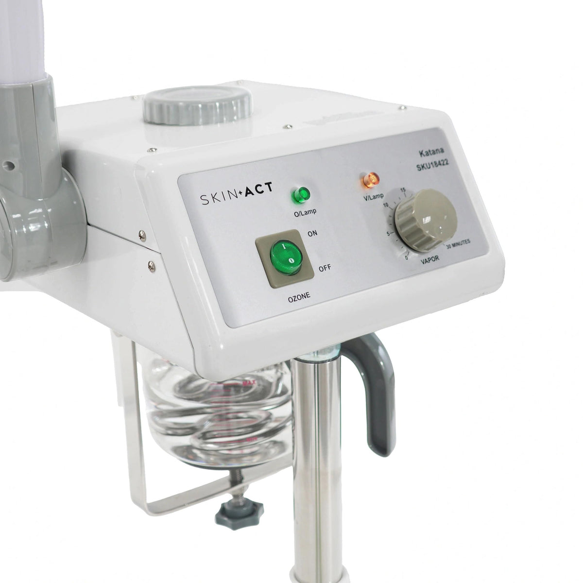 SKINACT Katana Professional Facial Steamer with Aromatherapy, Ozone & Regular Steam Modes, Adjustable Height, Movable 24-Inch Arm, 30-Minute Timer, 650W, Rolling Spa Steamer