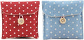 GBSTORE 2 Pcs 1 Red and 1 Blue Sanitary Napkins Bag Menstrual Cup Pouch Nursing Pad Holder Cute Polka Dot Cotton 4.7x4.7 inch Washable Organizer Storage