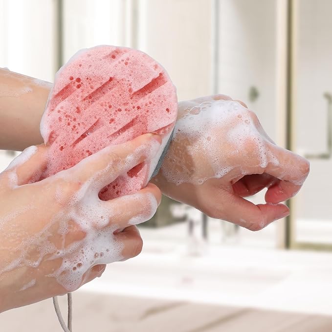 DOPENSPI 2 Pcs Soft Large Bath Sponges, 3 Layer Exfoliating Body Loofah