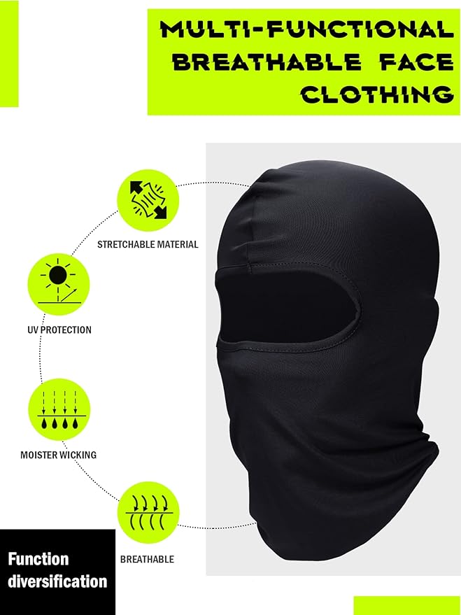 SATINIOR 6 Pcs Ski Mask Cover Balaclava Full Face Mask Summer Face Cover UV Windproof Balaclava for Men Women Outdoor Sports