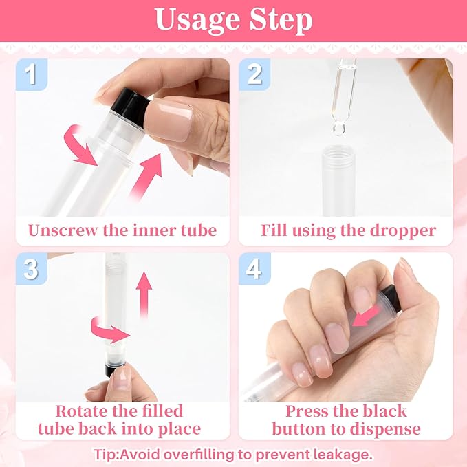 RAQEHO Cuticle Oil Pen Refillable - Empty Nail Oil Pen with Brush Tip Reusable Press Applicator Transparent Cosmetic Containers for Nail Oil Eyelash Growth Liquid Cosmetic Lip Gloss (3 Pack 6ml)