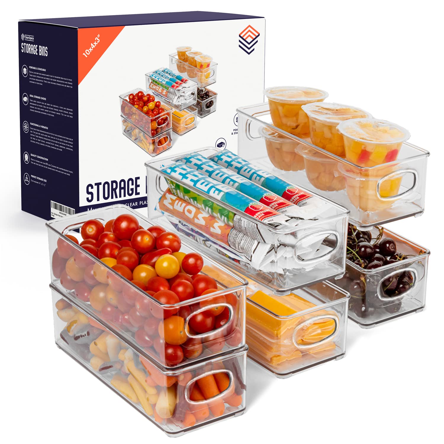ClearSpace Plastic Pantry Organization and Food Storage Bin – Great Kitchen Organization and Kitchen Storage – Fridge Organizer Bins, Pantry Storage – 6 Pack