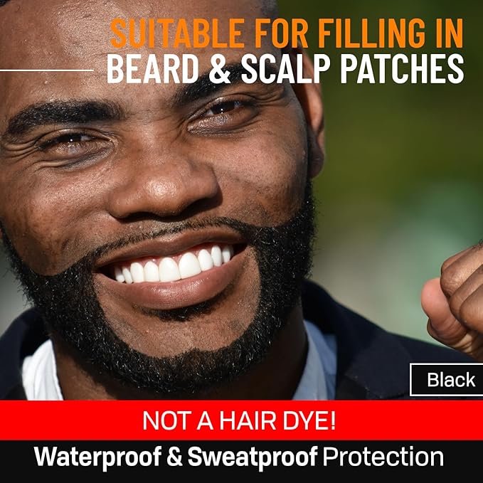 Beard Pen Filler for Men - Barber Styling Grooming Pencil, Waterproof & Sweat Proof, Long Lasting, Natural Finish, Cover Beard & Scalp Patches, Black, 2 Pack