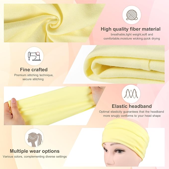 DiyJibb Headbands for Women, 7PCS Wide Cloth Hair Bands for Workout, Yoga, Skincare & Daily Wear, Soft & Stretchy