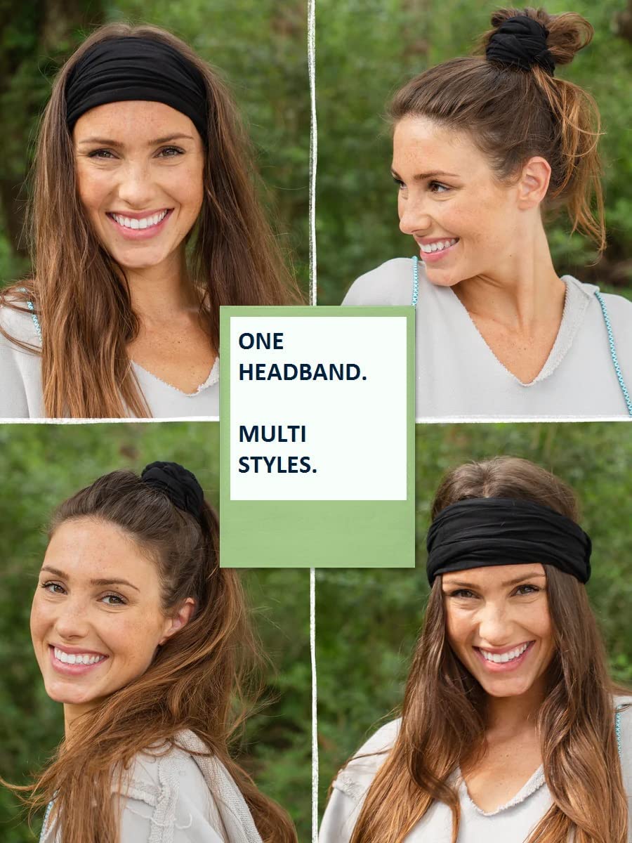 Huachi Bandana Headbands for Women Non Slip, Thick Womens Headbands Boho Elastic Hair Bands for Women's Hair, Stretchy Sweat Headband for Workout Running Working