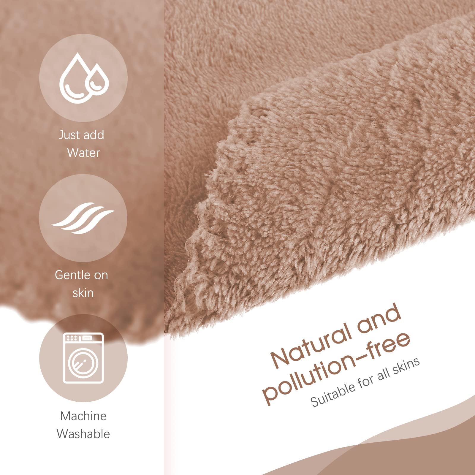 Syhood 12 Pack Face Towels Reusable Makeup Remover Cloths,Brown