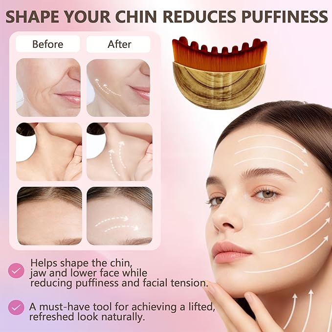 Lymphatic Contour Face Brush(2-PCS),Super Soft Manual Lymphatic Drainage Massager for Sculpting, Relieve Fatigue & Reduce Puffiness, with Portable Case Suitable for Facial Cleansing and Massage