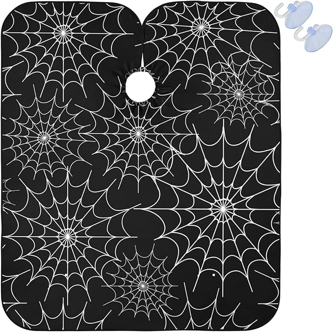 Visesunny Barber Cape with Spiders Web Decorative Pattern - Polyester Hair Cutting Salon Apron - Anti-Static, Water-Resistant Shaving Cloth
