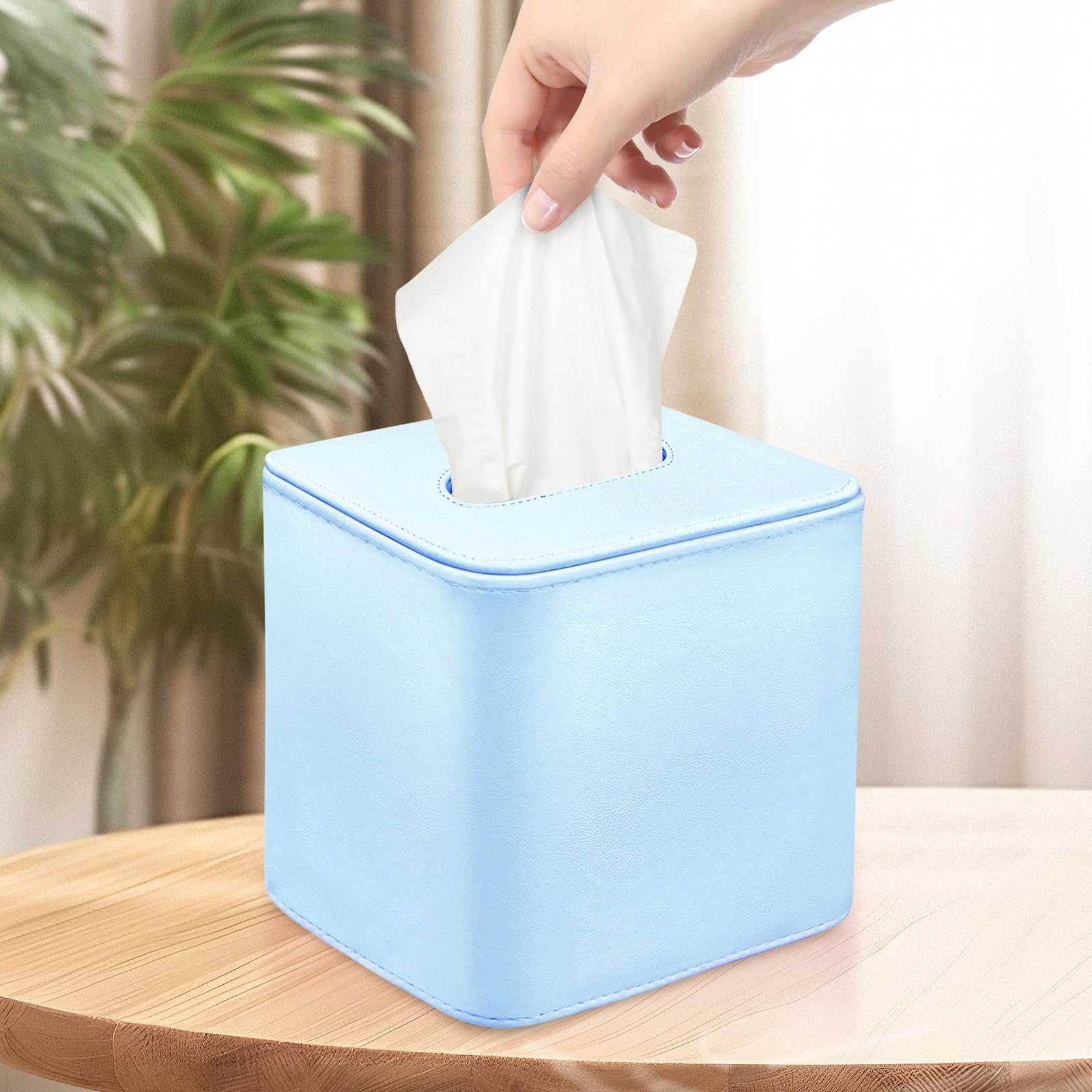 TNIIFXC Tissue Box Holder Square PU Leather Stylish Facial Tissue Box with Magnetic Closure Decorative Cube Tissue Box Cover for Bathroom Vanity Office