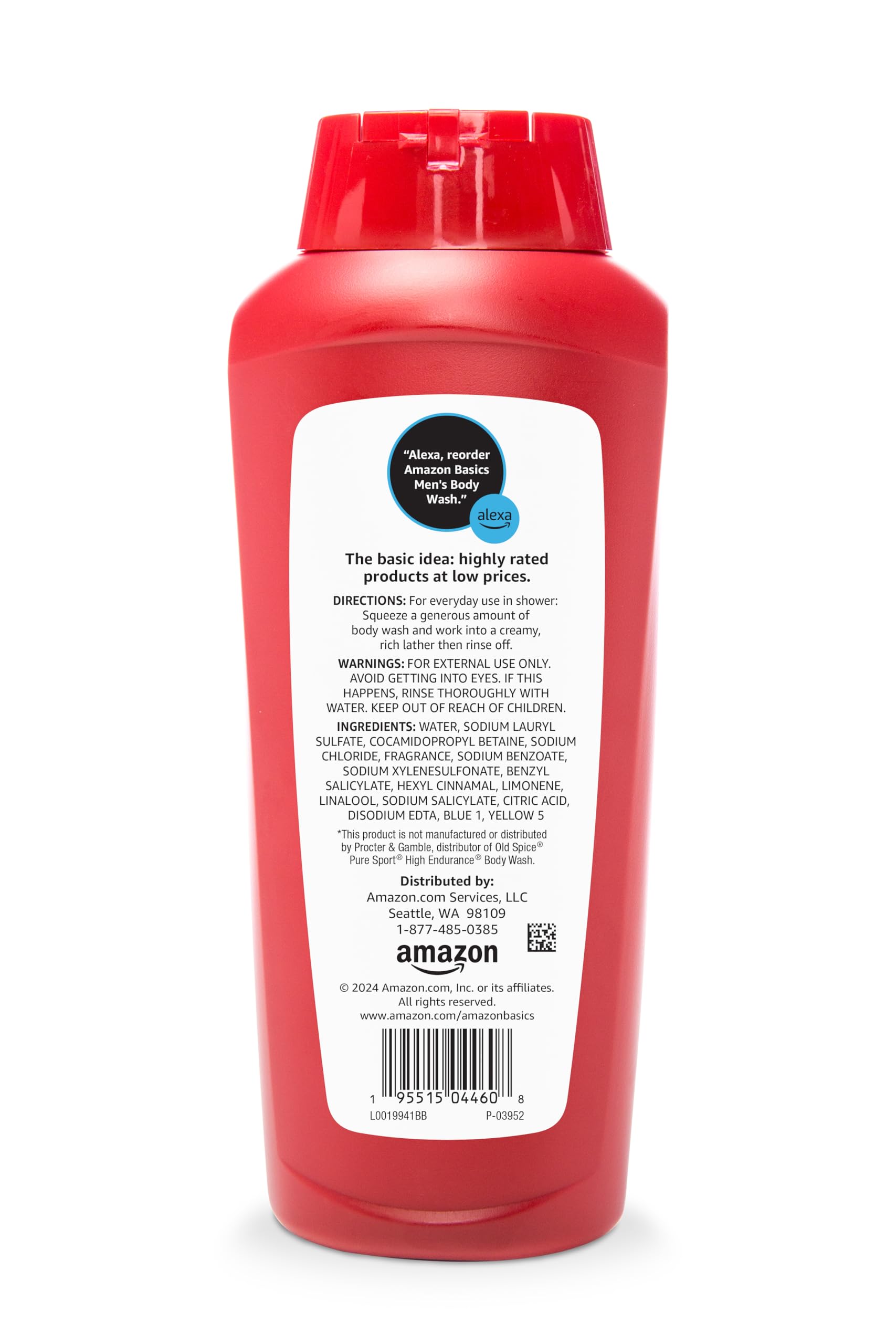 Amazon Basics Men's Body Wash, Sport Scent, Paraben and Phthalate Free, Refreshing Clean, 18 Fluid Ounce, 6-Pack