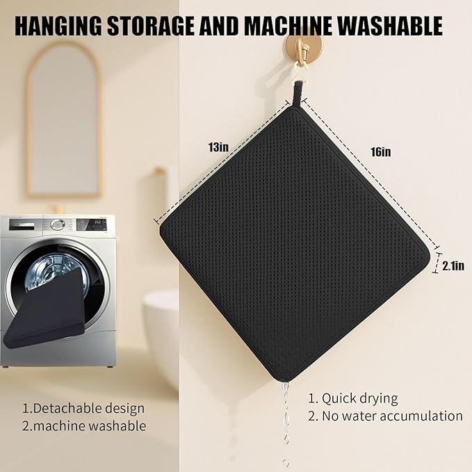 Gwremzlox Shower Seat Cushion,Thickened Shower Chair Cushion 4D Air Fiber Material,Machine Washable and Fast Drying Suitable for Shower Seats Bathtub Baths, Poolside & Rest Dressing Room Seats，Black