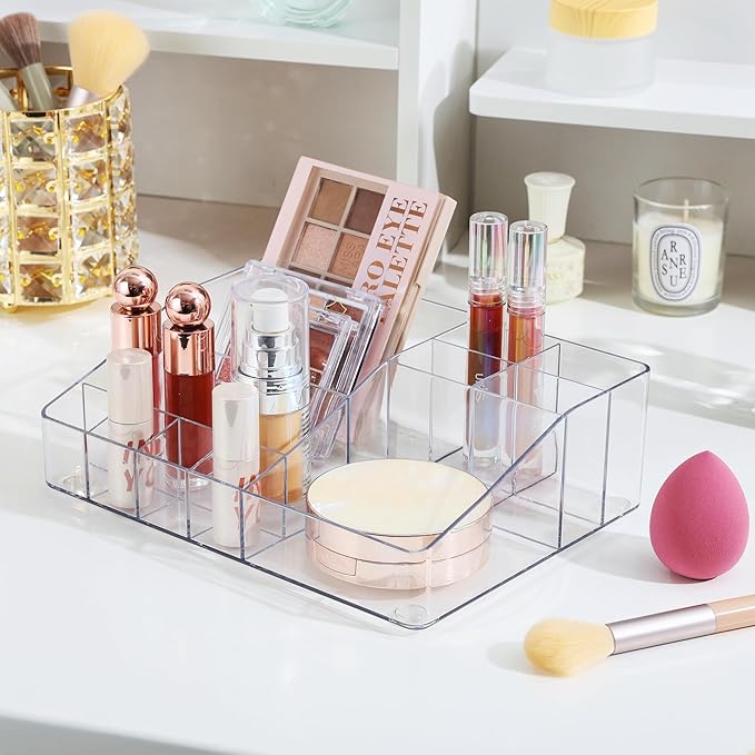 Vtopmart Clear Plastic Devided Makeup Organizer Tray