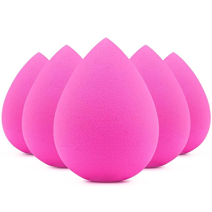 BEAKEY Makeup Sponges 5 Pack, Rose Pink Beauty Sponge for Foundation