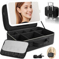 15''X11'' Large Makeup Bag with Removable Lighted Mirror, PU Leather