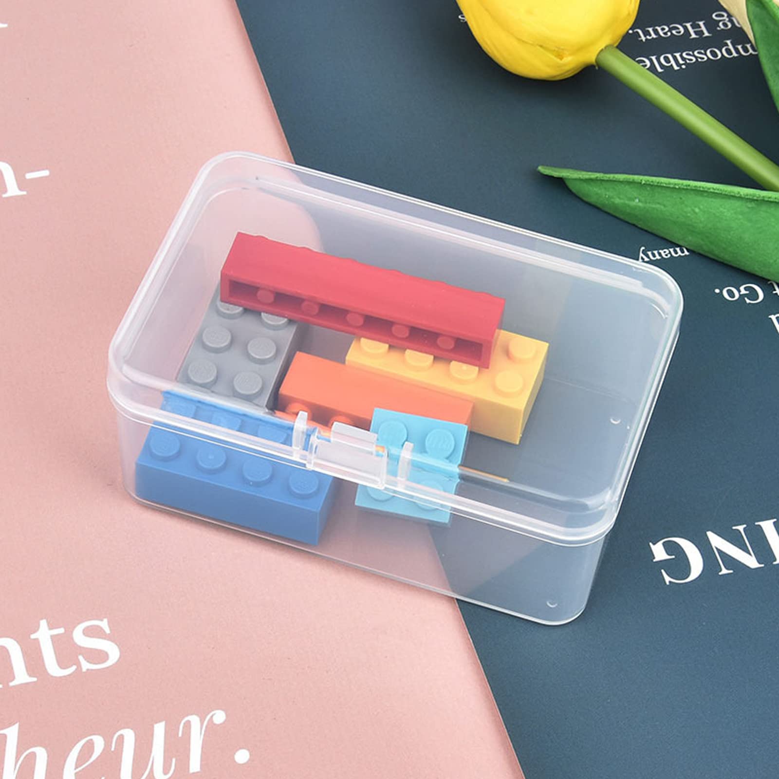 Thintinick 20 Pack Rectangular Mini Clear Plastic Storage Containers