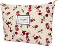 Dqwtb 1pcs Floral Makeup Bag for Women Travel Cosmetic Pouch Toiletry Organizer for Skincare Brushes and Daily Essentials 8.27x7.28x1.97 inch(Flower-1, Beige)