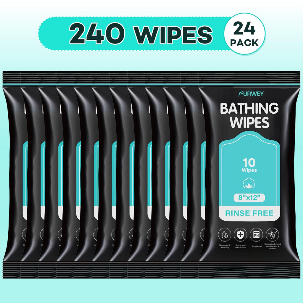 XL Ultra Thick Body Wipes for Adults - 240 Count Extra Large Disposable Cloth Wet Cleansing No Rinse Bathing Washcloths, Waterless Shower，Bath Wipe for Women, Men & Elderly