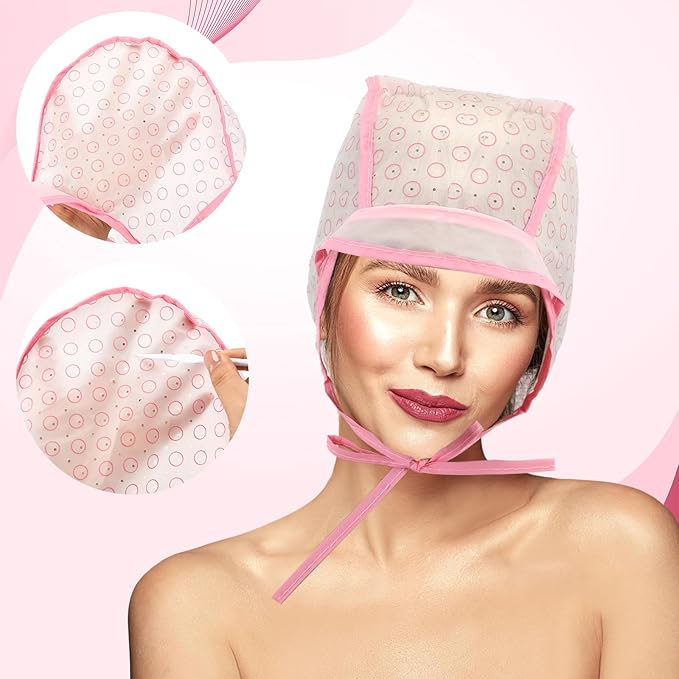 FineCheer Hair Highlighting Cap Frosting Caps Kit Highlight Cap with Plastic Hooks for Hair Coloring Salon Dyeing Hairdressing Tool Kit Supplies(Pink)