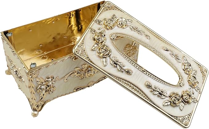 Geesatis Tissue Box Cover,1 Pcs Gold 9.5''x5.5''x4.5''