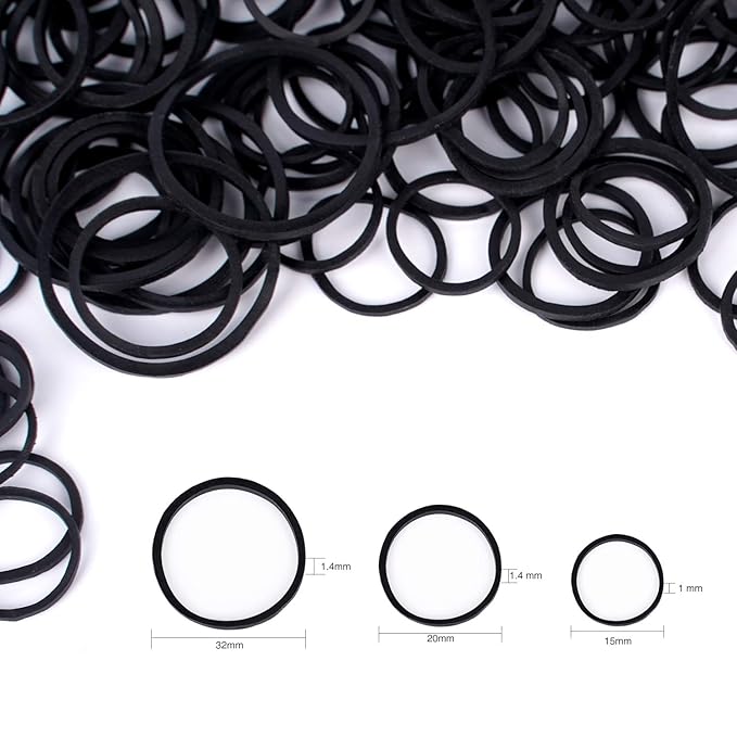 HOYOLS 1/2 Inch Small Black Rubber Bands for Hair Ties Elastics Mini Braids Ponytail Holders for Girls Thick Hair No Damage 1000pcs (S)