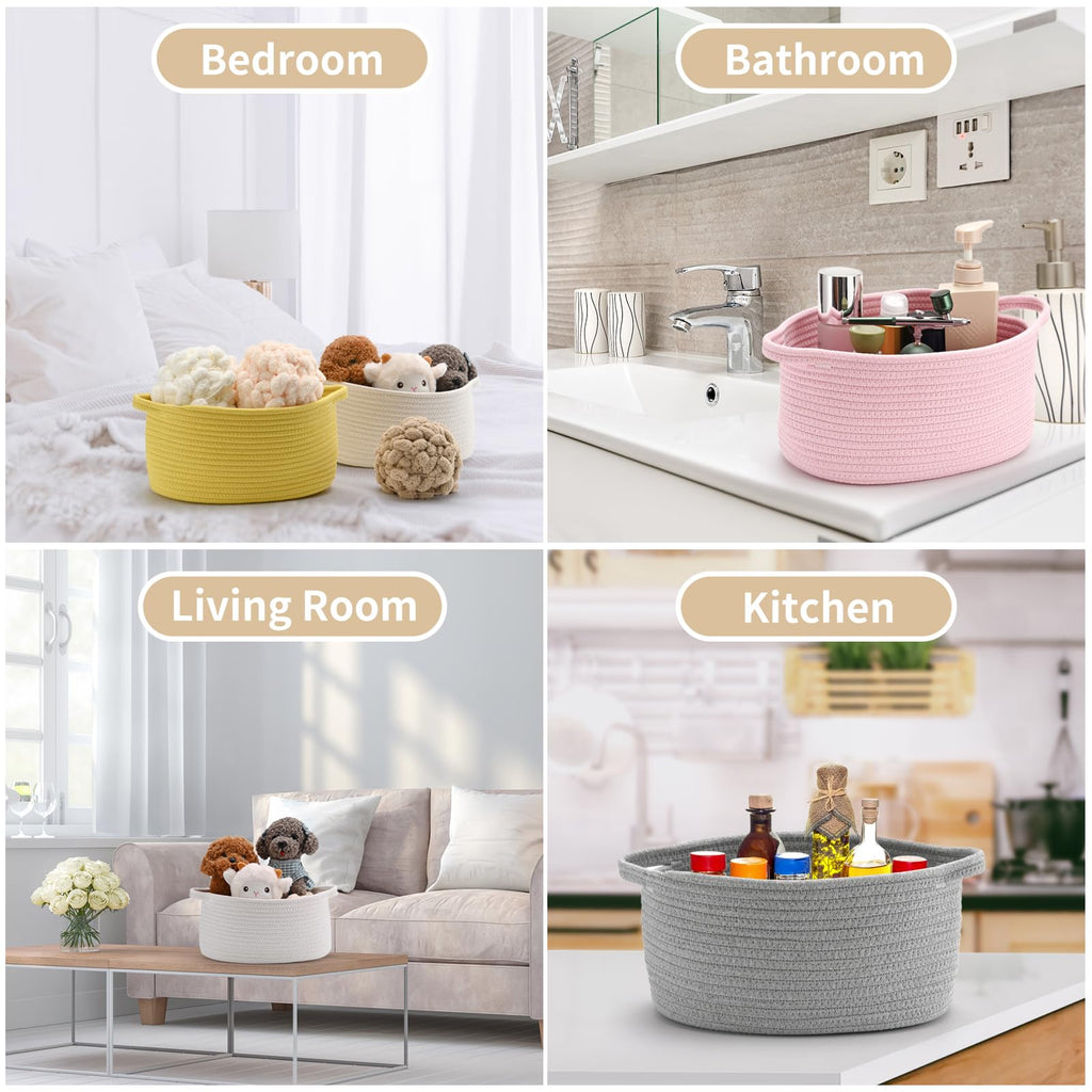 Happyiren Cute Woven Storage Basket with Handle, Baskets for Gifts Empty