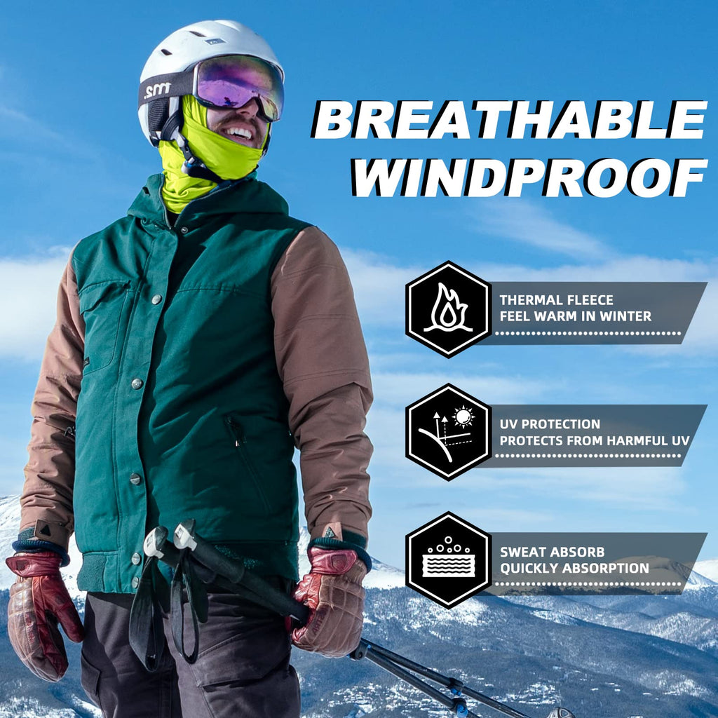 ROCKBROS Cold Weather Balaclava Ski Mask for Men Windproof Thermal Winter Scarf Mask Women Neck Warmer Hood for Cycling Green
