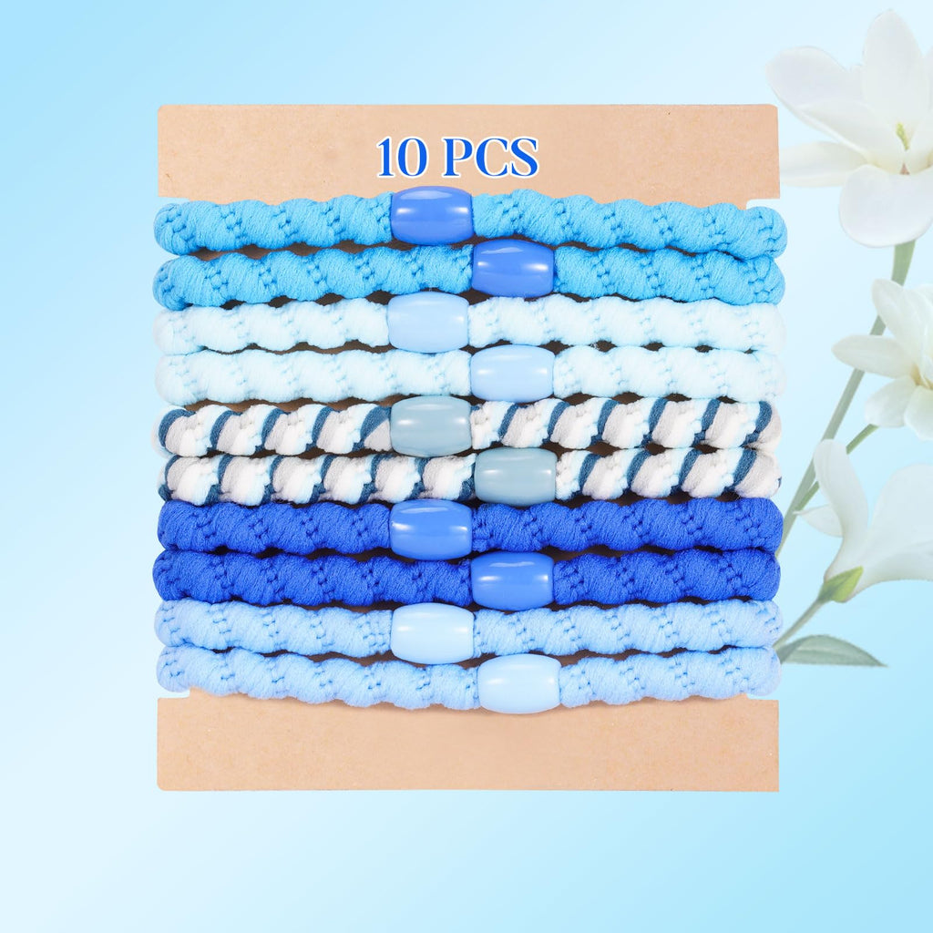 FORENEE 10Pcs Braided Hair Ties for Thick Hair - Blue Sky Style 2