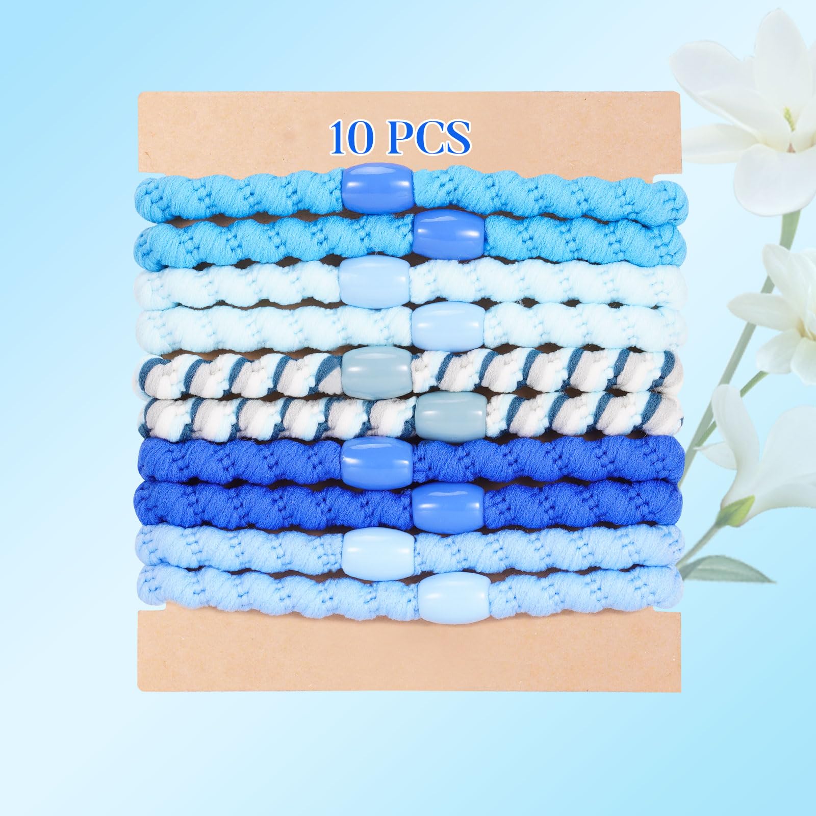 FORENEE 10Pcs Braided Hair Ties for Thick Hair - Blue Sky Style 2