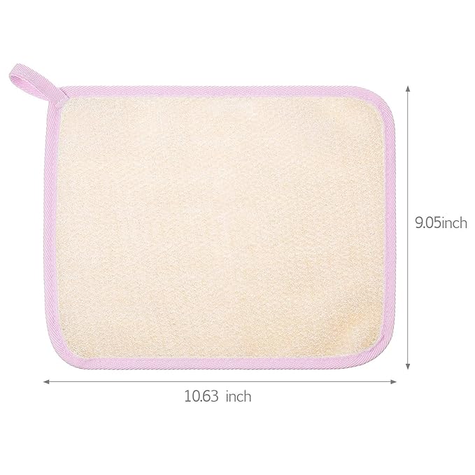 Tatuo 5 Pcs Exfoliating Face and Body Wash Cloths Towel Weave Bath Exfoliating Scrub Massage Bath Cloth for Women and Men, 10.23 x 8.66 Inch(Pink Edge)