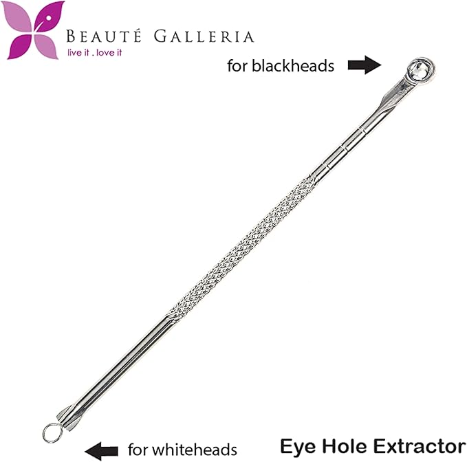 Beaute Galleria 4 Pieces Blackhead Remover Pimple Extractor Popper Bend Curved Tweezers for Acne Comedone Blemish Whitehead Zit Removal Tool Kit with Instructions